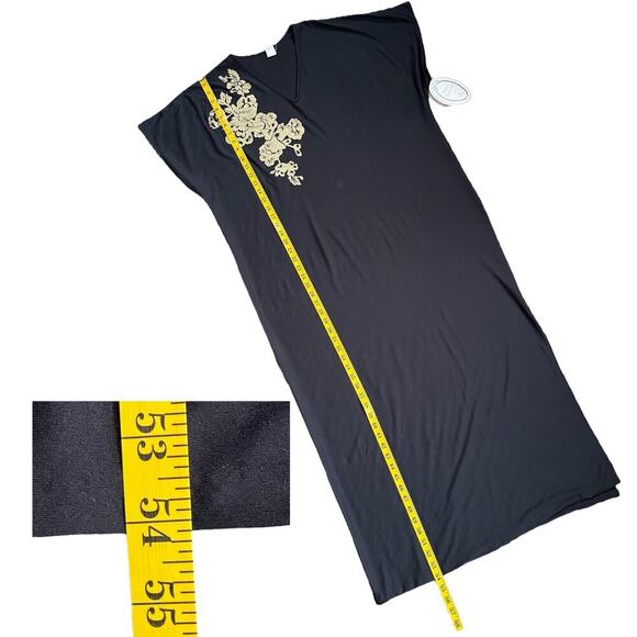 Avon Gold N’ Glamour Black Caftan Dress Private Treasures Glitter Size Med Large - Picture 5 of 6